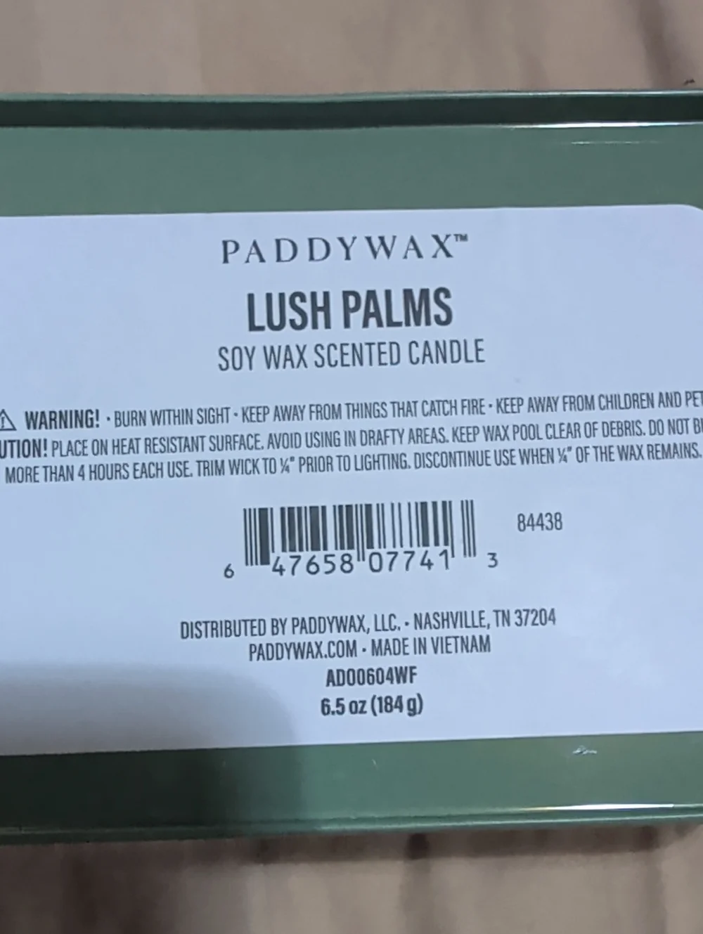 Paddywax Lush Palms Soy Candle Tin - Blue & Green Checker